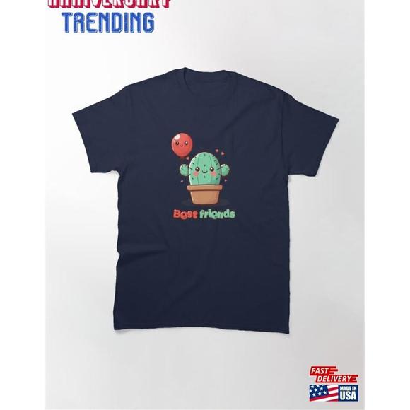 Other - Cute Cactus With Red Balloon Best Friends Classic Tshirt  Unisex